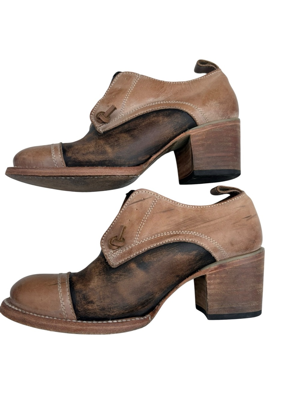 Freebird Catalina Leather Oxford Heels 8 Distressed Lace Up Shoes Bootie Boot - Picture 7 of 11